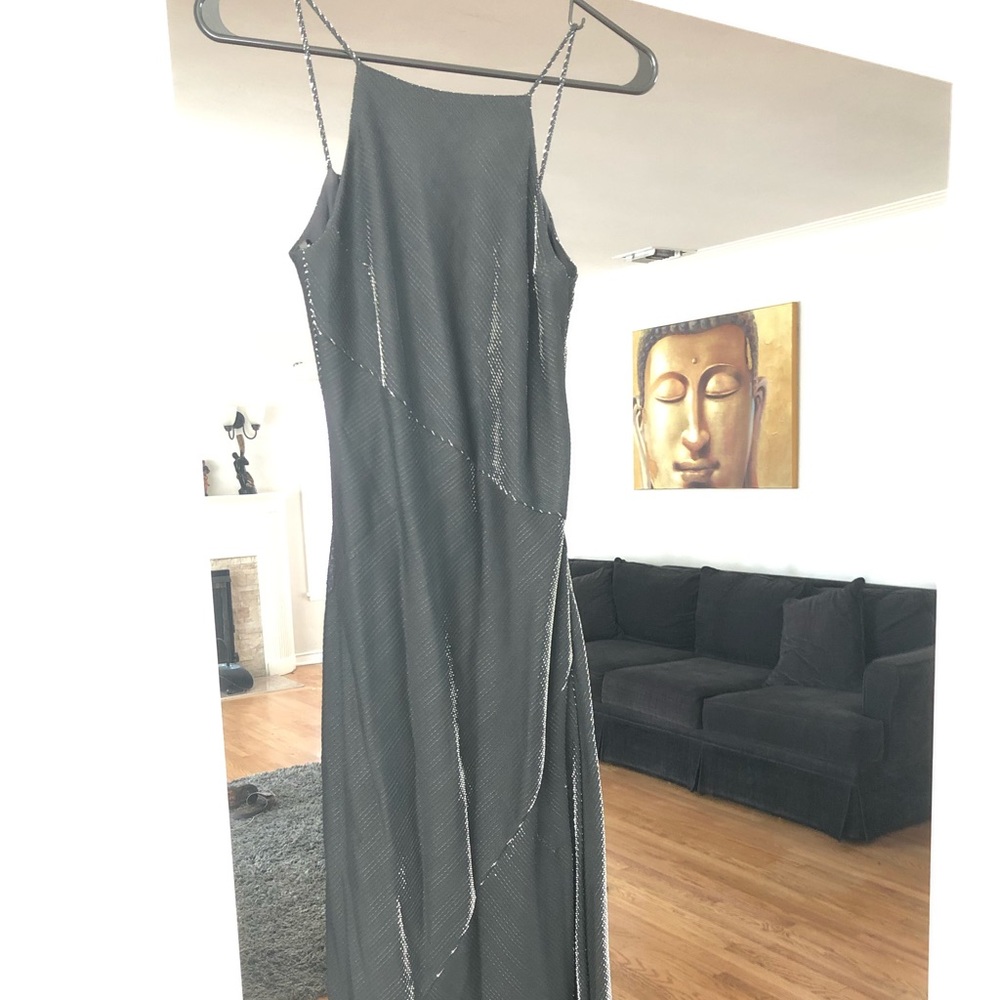 Black/silver iridescent evening gown